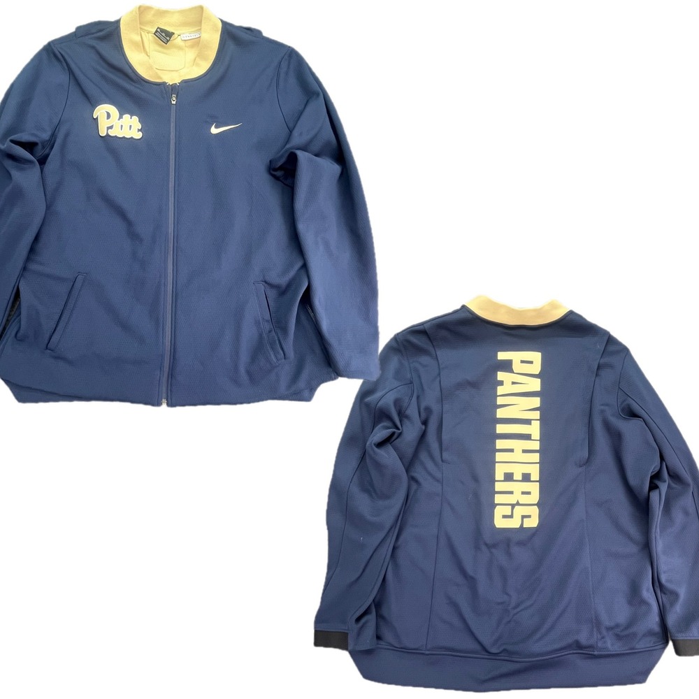 Nike Pitt Panthers Mens 3XL Navy Gold‎ Zip Up Jacket Length+2 Track